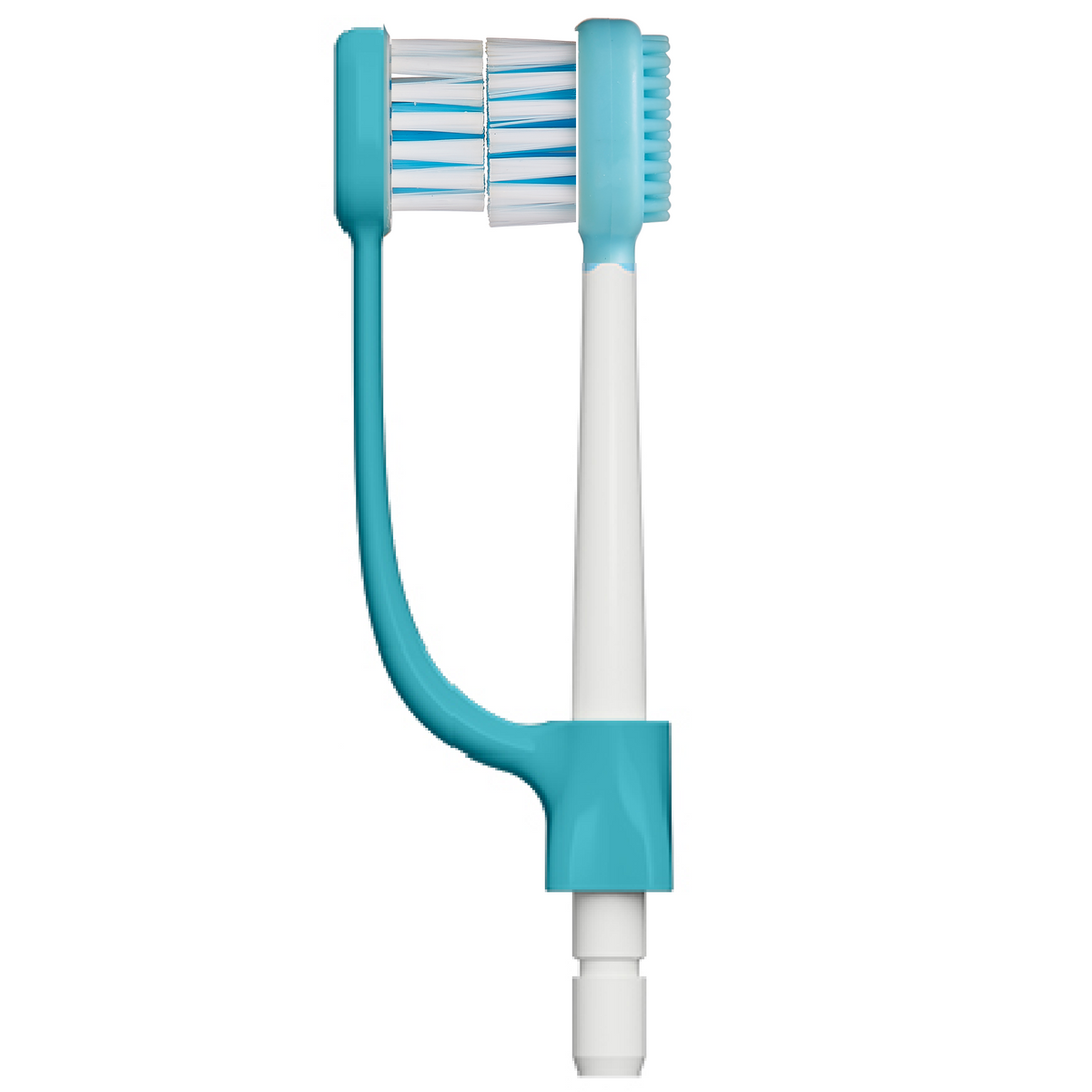 Blue dual headed water flossing toothbrush, only by ToothShower for brushing and flossing both sides of your teeth.