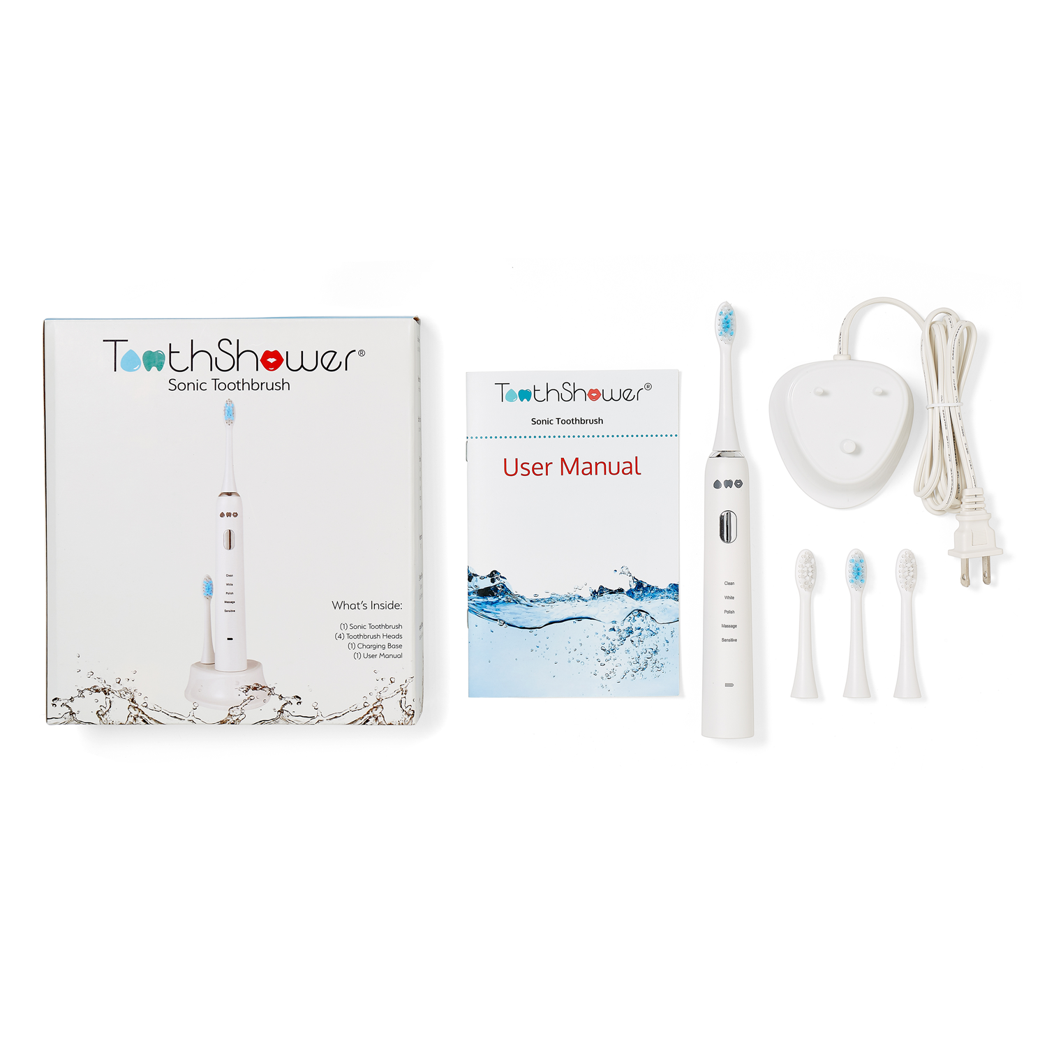 sonic toothbrush for two users, four sonic tooth brush head blue and white 
