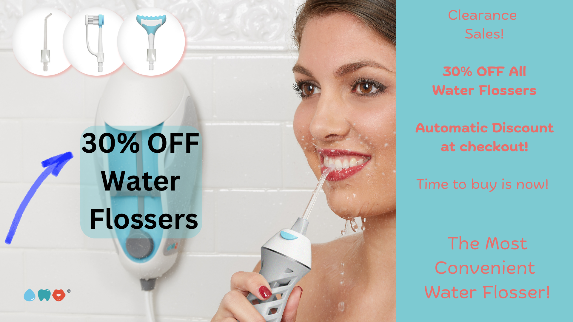 ToothShower water flosser clearance sale,  girl in shower